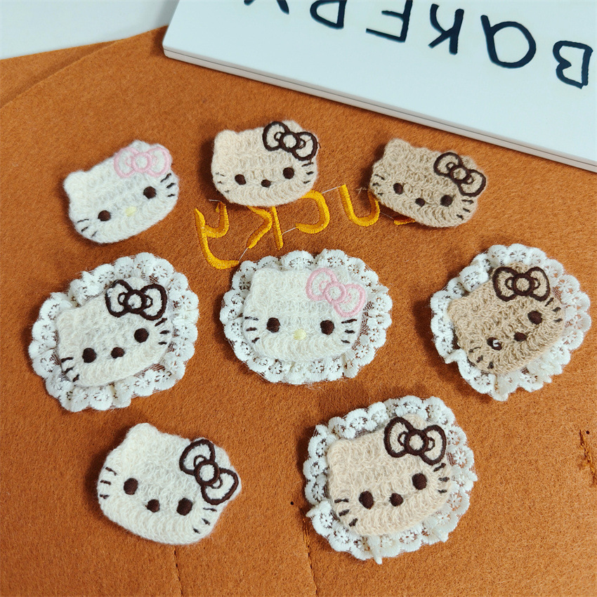 Autumn and Winter New Lace Plush Hair Stickers Cartoon Kt Cat Bangs Stickers Broken Hair Artifact Velcro Hair Accessories Accessories