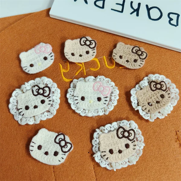 Autumn and Winter New Lace Plush Hair Stickers Cartoon Kt Cat Bangs Stickers Broken Hair Artifact Velcro Hair Accessories Accessories