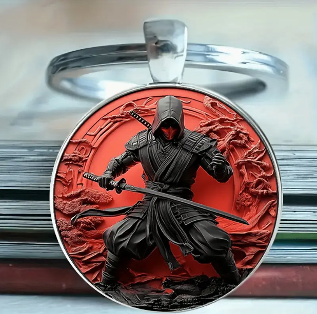 Cross-Border Hot Selling Retro Samurai Keychain - Compact Zinc Alloy