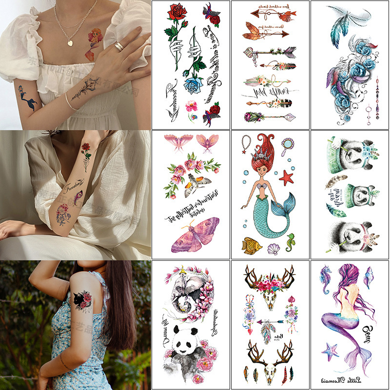 Europe and the United States cross-border fashion tattoo cartoon mermaid animal interesting real pattern in stock wholesale Europe and the United States cross-border fashion tattoo cartoon mermaid animal interesting real pattern in stock wholesale