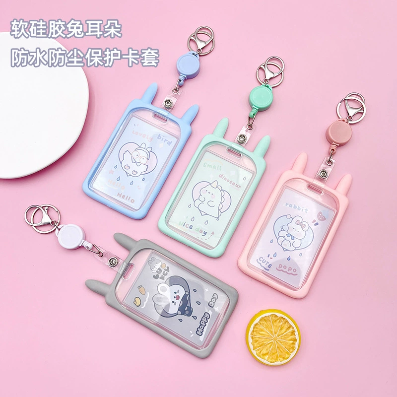 Милые Мягкие силиконовые кроличьи уши набор карт кампуса Детский Сад телескопическая карта доставки автобус метро контроль доступа сумка для топливных карт