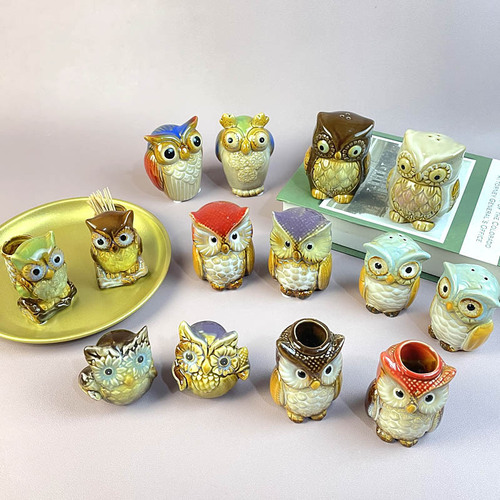 Creative foreign trade ceramic handicrafts ornaments, cute cartoon owl ornaments, cross-border best-selling special bird ornaments