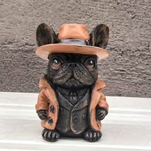 跨境法斗带帽狗雕像-斗牛犬树脂工艺摆件-家居装饰品桌面礼物造型