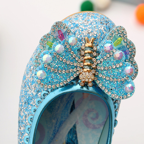 Children's small leather shoes New girls 'bow sequins princess single-layer shoes Cartoon Frozen dance shoes