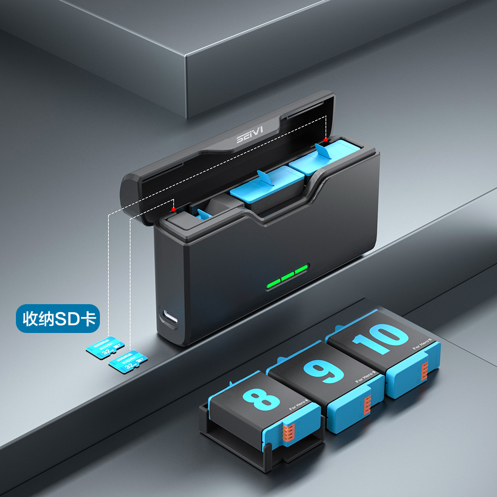 SEIVI Gopro5678910 11 Cargador de batería Tipo-C cargador de tres ranuras accesorios de cámara deportiva