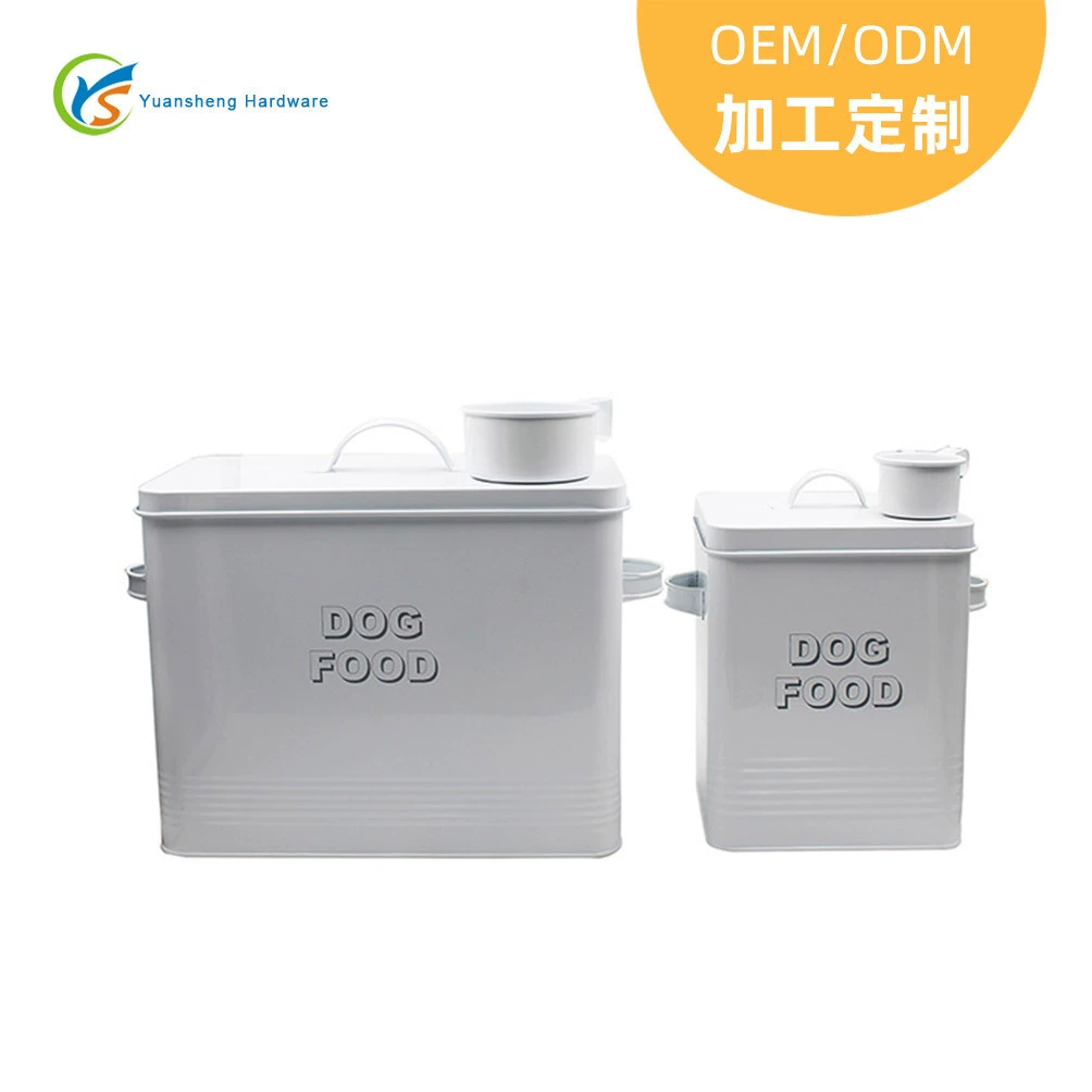 Герметичное ведро для домашнего корма с ложкой Белое оцинкованное железо, листовой металл, ведро для корма для кошек и собак, ведро для хранения зерна для домашних животных