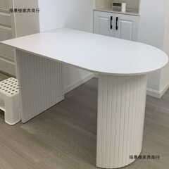 品质家用小户型纯白岩板餐桌靠墙书桌防漏设计师岛台饭桌台式餐桌