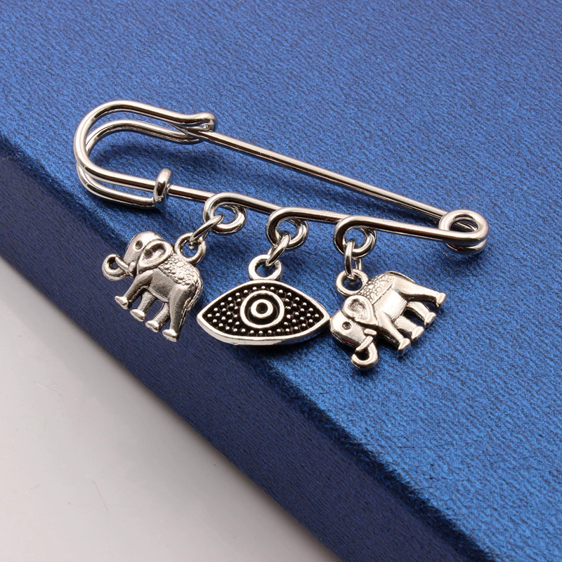 2021 брюки с подвеской в ​​виде слона из сплава глаз Ins Style ретро серебряная брошь-брошь
