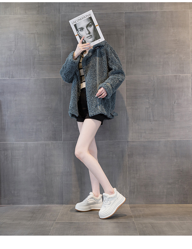 Giày sneaker nữ chunky đế dày mũi tròn lót lông cừu ấm áp mùa thu đông — M2688-1 màu đen lót nhung, M2688-1 trắng be lót nhung chi tiết 8