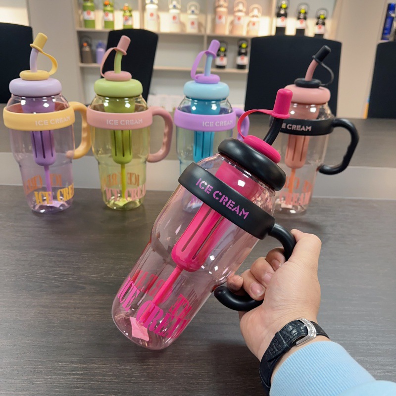 Plastic Water Bottle With Straw Cartoon Cup Drinking Cup Portable Water Bottle 1 - Picture 8 of 9