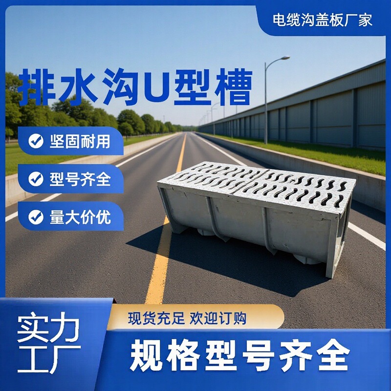 Yard Sewer Drainage Ditch U-Shaped Channel Manufacturer Wholesale Gap-Type Linear Finished Molded Product with Cover Plate Yard Sewer Drainage Ditch U-Shaped Channel Manufacturer Wholesale Gap-Type Linear Finished Molded Product with Cover Plate