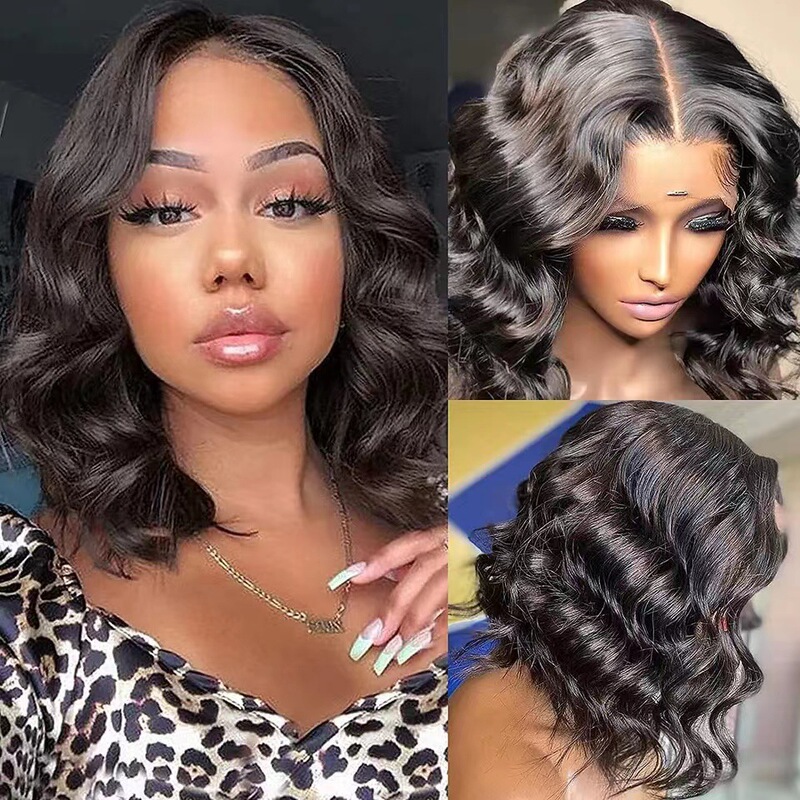 Amazon European and American big wave lace closure wigs short curly hair full head cover front lace head cover