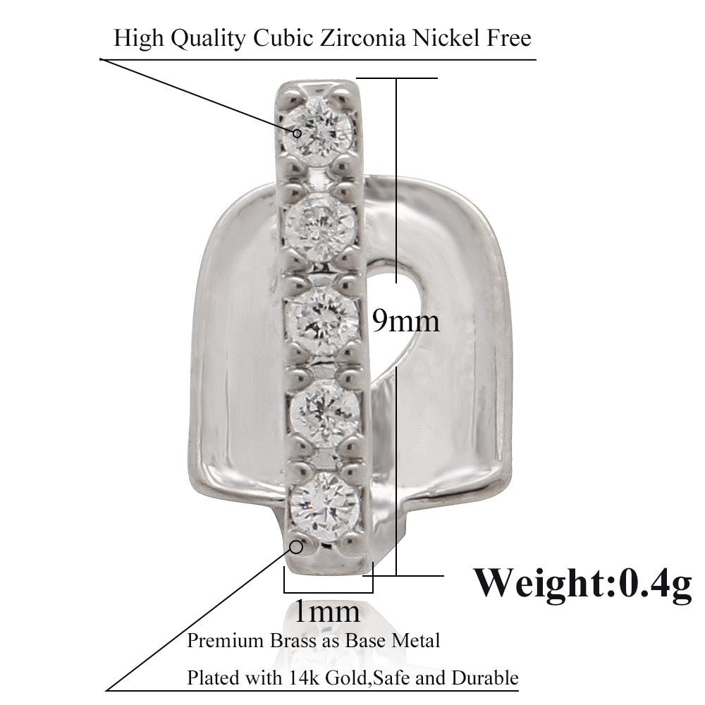 18K electrochapado micro incrustaciones de circón 4A en forma de palo solo hip hop tirantes para hombres y mujeres de Halloween parrillas