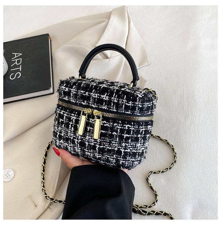 2023 borsa a tracolla scozzese semplice a tracolla in lana intrecciata di nuovo stile, piccola borsa quadrata per donna_voghion.com
