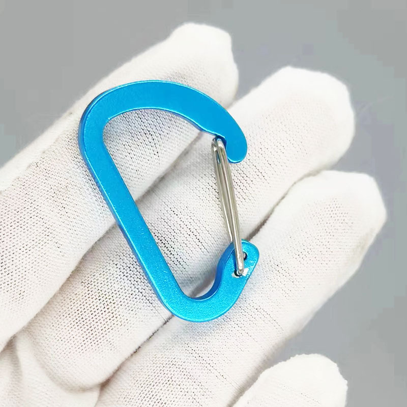 彩色4號D型登山扣鋁合金鋼絲扣打扁鑰匙扣按壓彈扣戶外音響配件