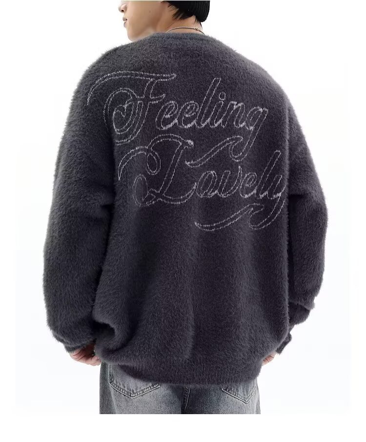 Herren Oversized Gothic Angel Strickpullover Warmes Fleece_voghion.com