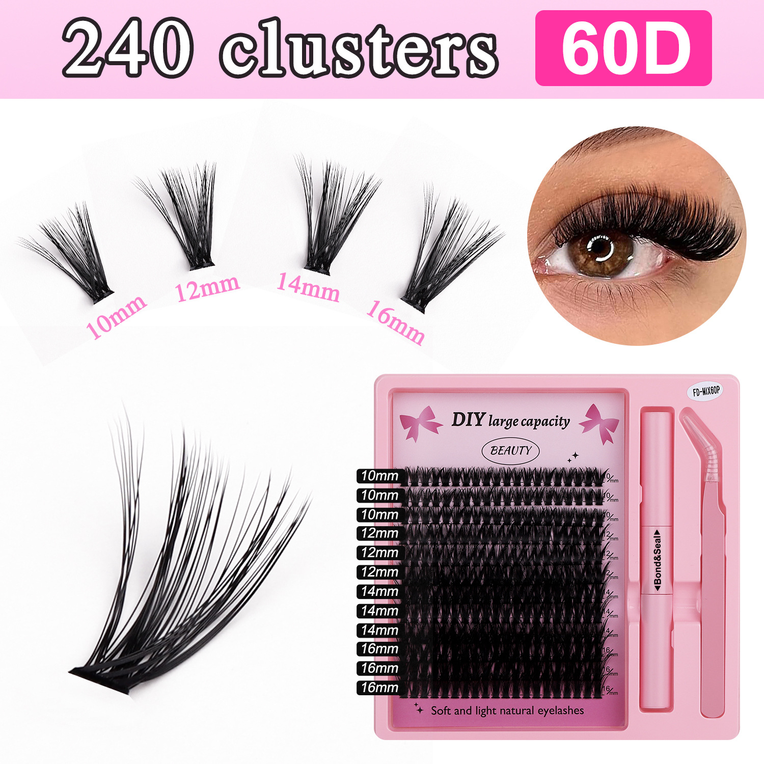 Kit de Extensiones de Pestañas Segmentadas de Fibra de Alta Calidad Espesas para Maquillaje image 21