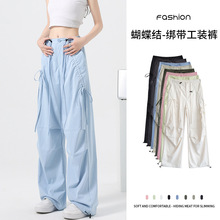 热销显瘦美式小个子工装裤女款春秋高腰辣妹直筒小众休闲运动长裤