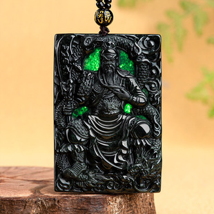 Natural a Goods Jadeite Moyu Chenglong Guan Gong Pendant Mokui Icingite Jade for Men and Women Pendant Jade Jewelry