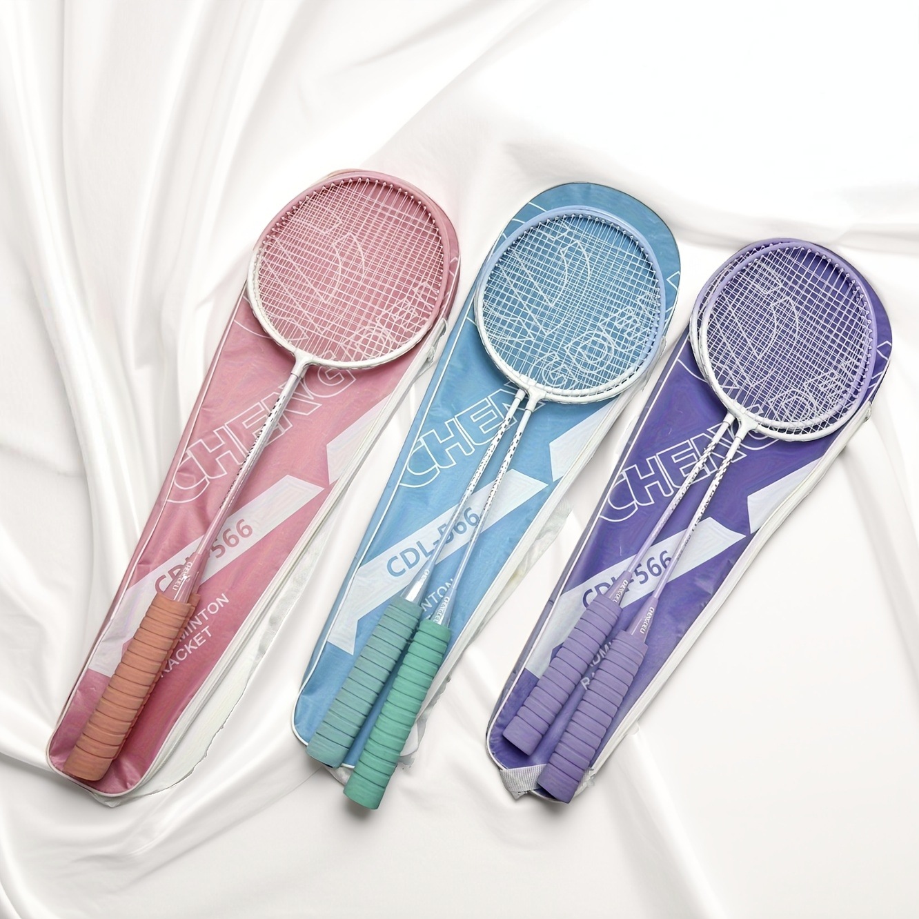 Badminton Racket, Durable and Ultra-Light, Adult 2-Pack, Male and Female Couples, Family, Kidsren and Students, Offensive Macaron Color