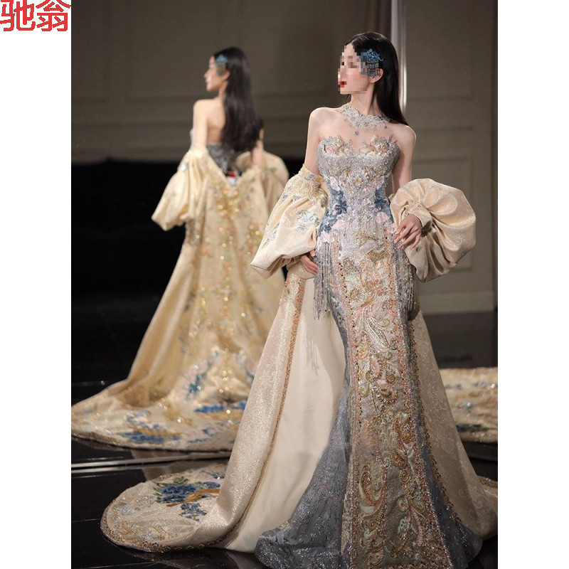 T8Y新中式嫁衣礼服2025夏新款新娘结婚敬酒服婚服出阁服气质鱼尾