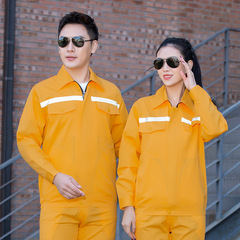 Spring and Autumn Long Sleeve Workwear Set Men's Top Work Uniform Construction Road Bridge Automotive Repair Workshop Durable Workwear Protective Clothing