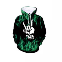 酷火焰-男士3D斗篷汗衫头骨印花嘻哈风格连帽卫衣