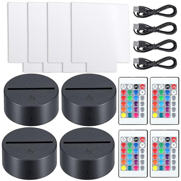 Transfronterizo nuevo exótico 3D luz de la noche titular USB Toque control Remoto colorido luz de la noche lámpara de mesa de acrílico combinación base