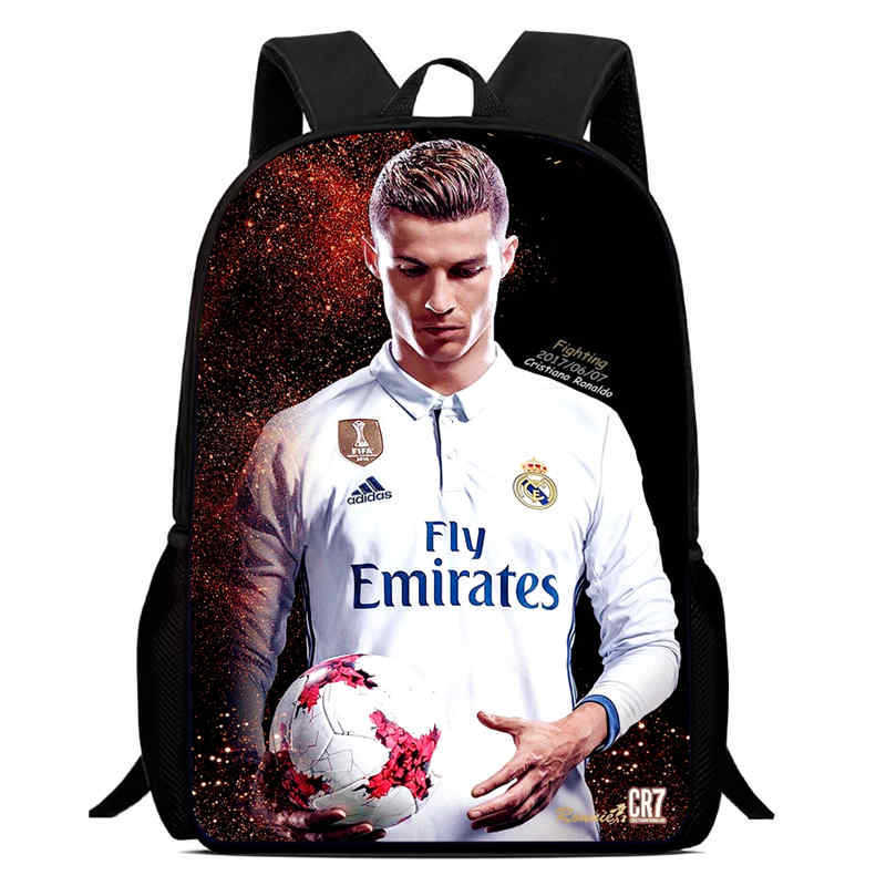Amazon crossover nueva mochila con estampado periférico de futbolista mochila escolar para estudiantes mochila para niños