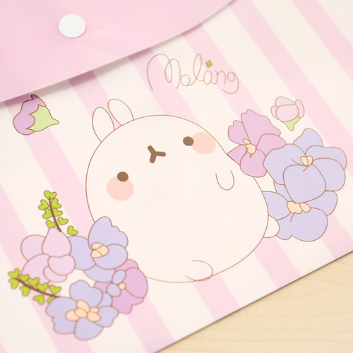 Cartoon horizontal file bag A4 snap button information bag file bag PP waterproof storage bag office supplies wholesale