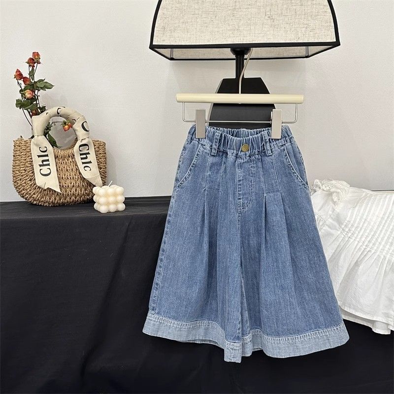 Pantalones vaqueros para niñas estilo fino de verano para niños pantalones anchos sueltos de estilo coreano pantalones casuales de verano para niñas pantalones de pierna recta marea image 6