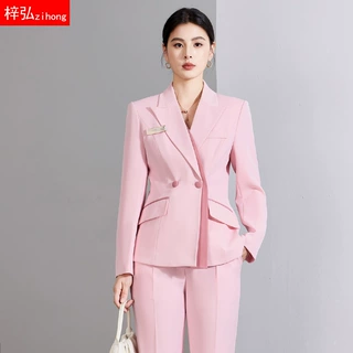 粉色西装外套女2026新款春季假两件设计感时尚休闲轻奢西服套装秋