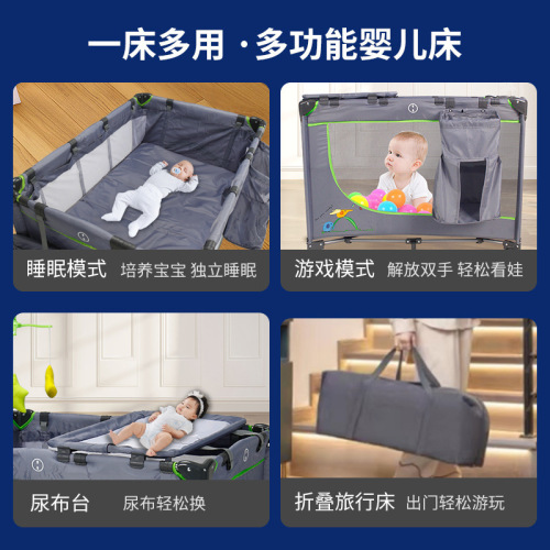 Cross-border bulk discovery modern foldable baby crib multi-functional portable mobile with diaper changing station baby play bed