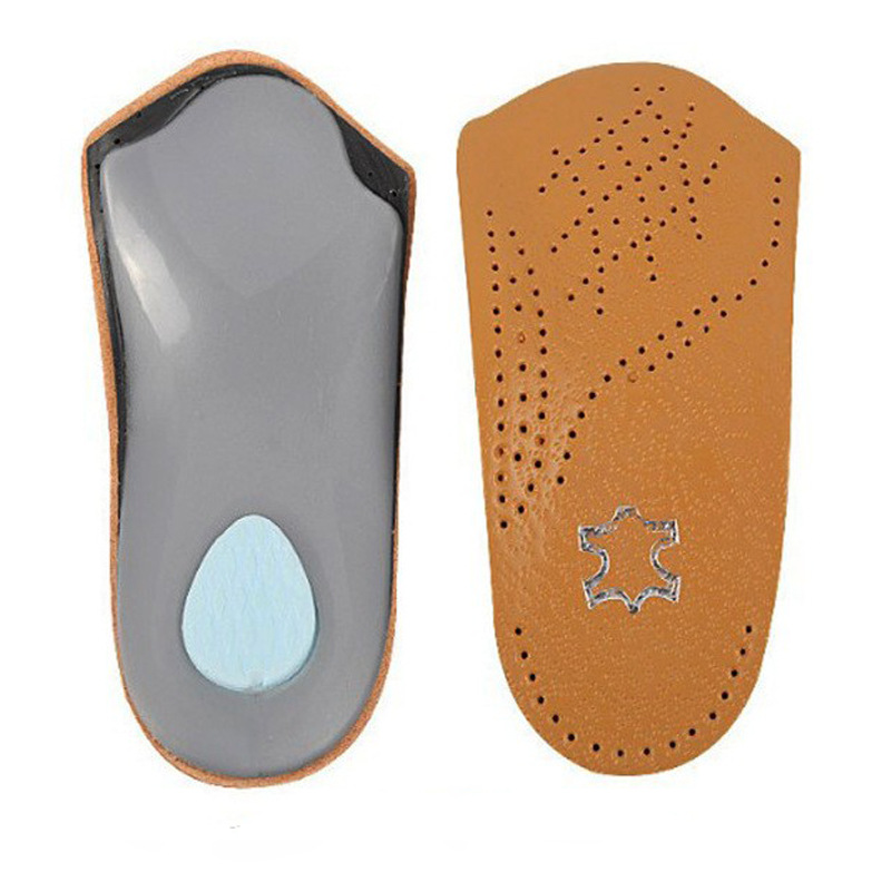 Corrective half-size insoles, 7/8-inch leather insoles, arch support, flat feet, XO leg shape corrective leather insoles