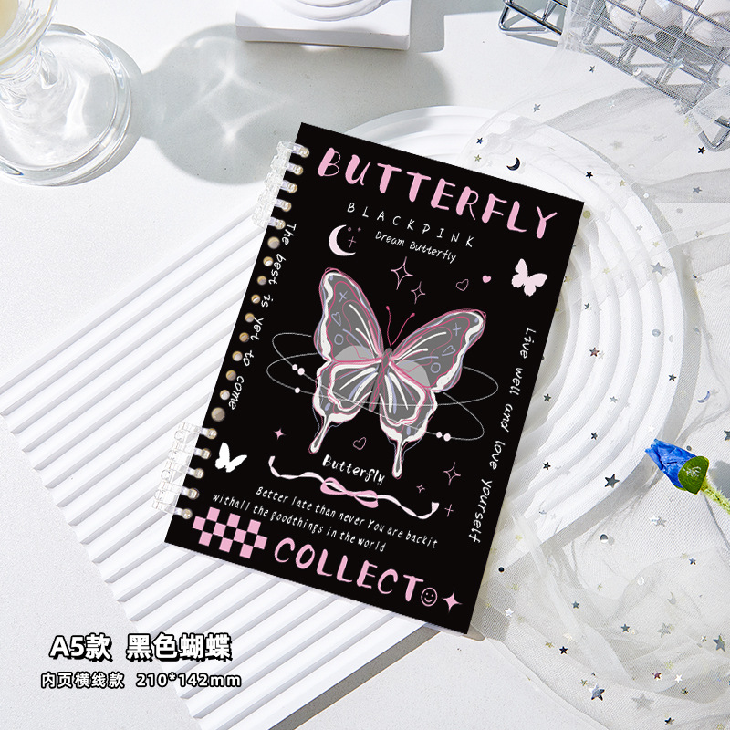 Mariposa A5 de alto valor de la cara de las niñas desmontable engrosado cuaderno de notas de línea horizontal no se agarra