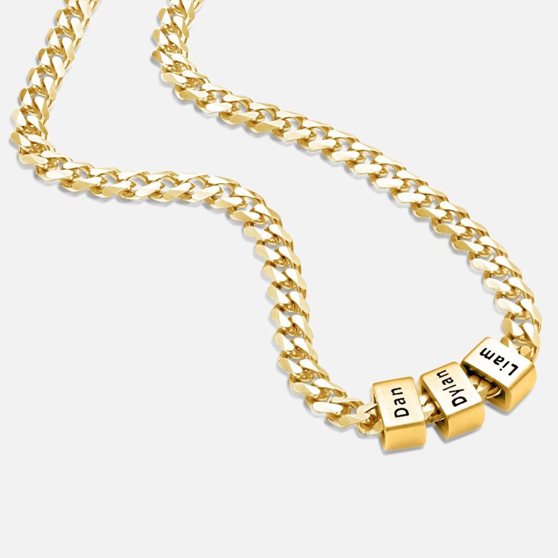 Black Pendant Adjustable Cuban Chain Men's Positioning Ring Engraved Necklace_voghion.com
