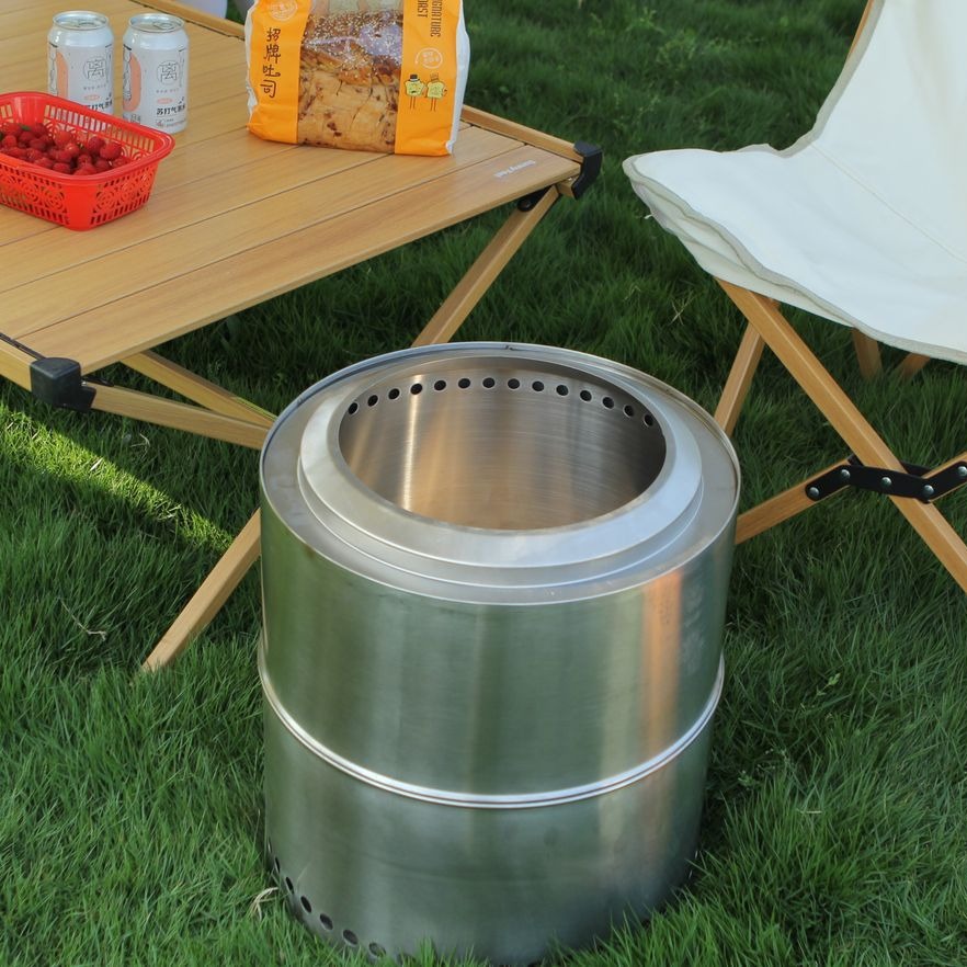 户外野营柴火炉分体不锈钢 火炉 庭院篝火炉无烟烧烤炉火爆热E18