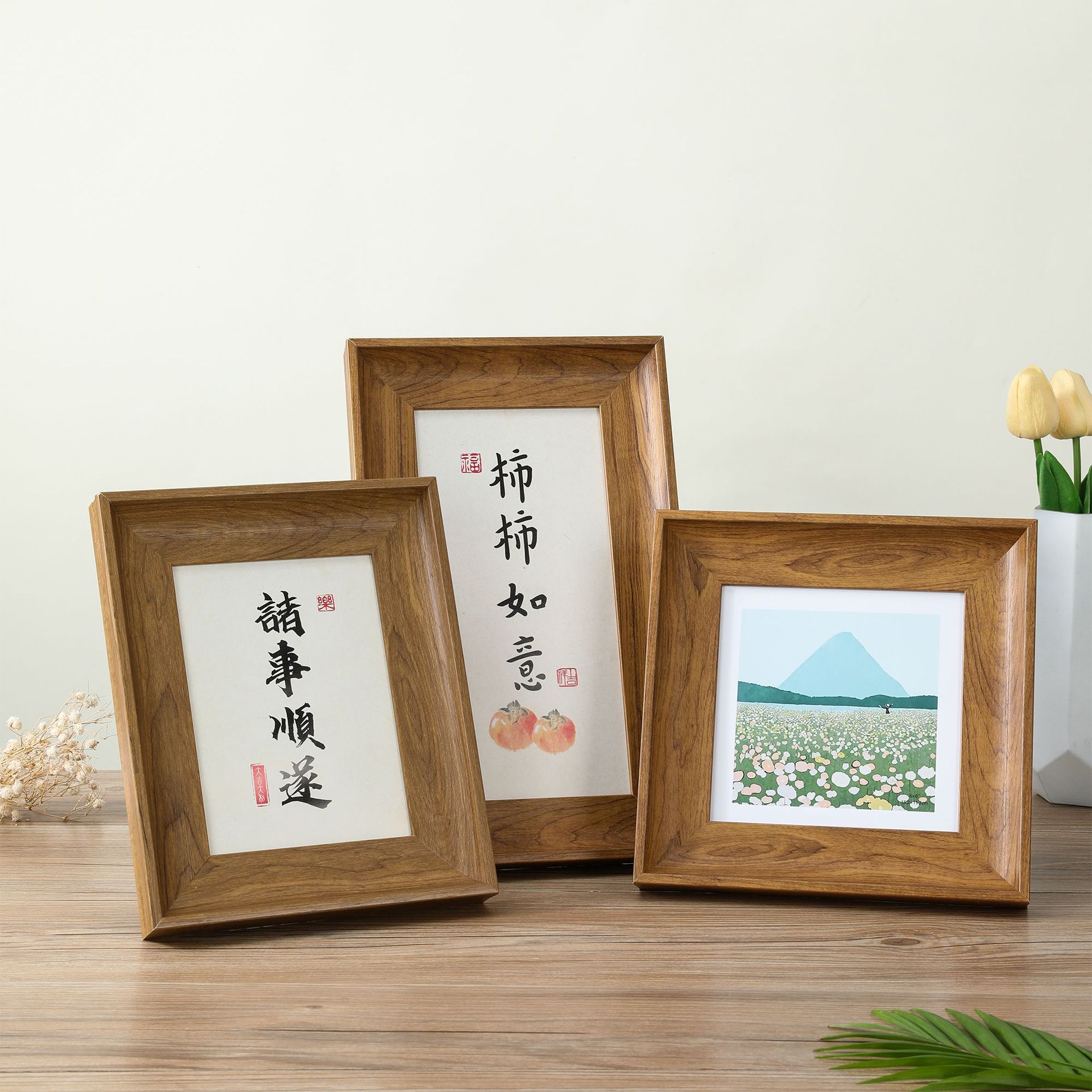 新中式復古畫框書法字畫作品裝裱展示6寸8寸10寸A4正方形相框擺台