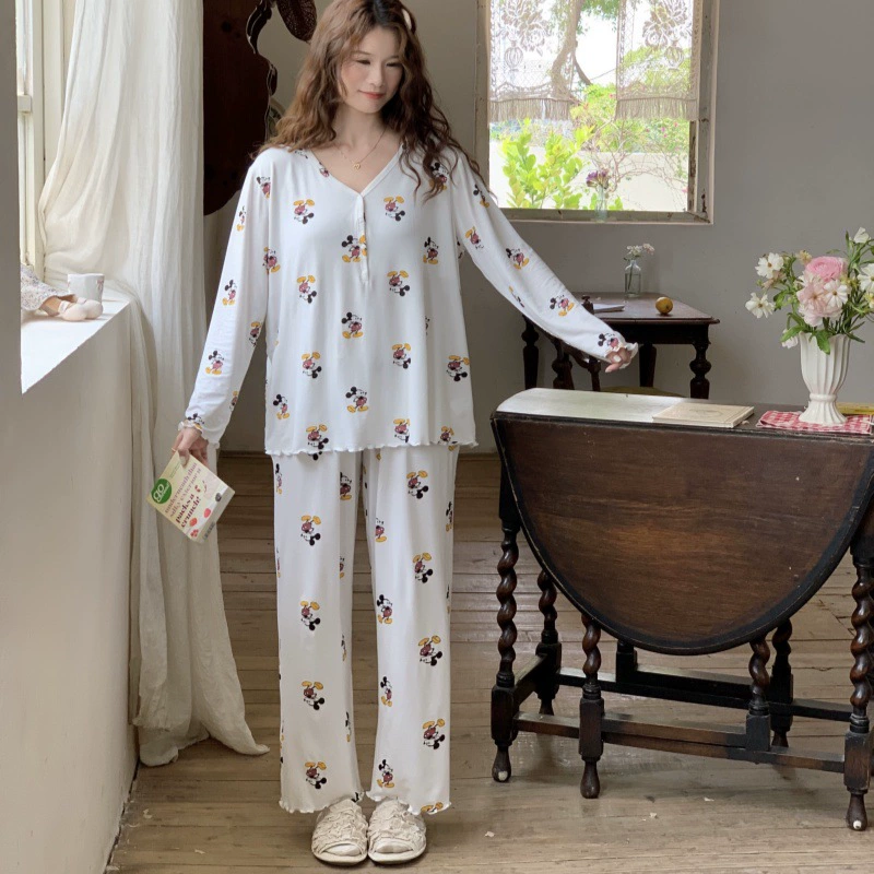 В наличии 6269] Модальные послеродовые пижамы, тонкий стиль для весны и лета, домашняя одежда для беременных и кормящих женщин с нагрудными подушечками.