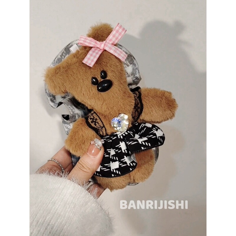 Cute plush teddy bear dress little bear grip design hairpin bow shark clip Net red hair accessories Cute plush teddy bear dress little bear grip design hairpin bow shark clip Net red hair accessories