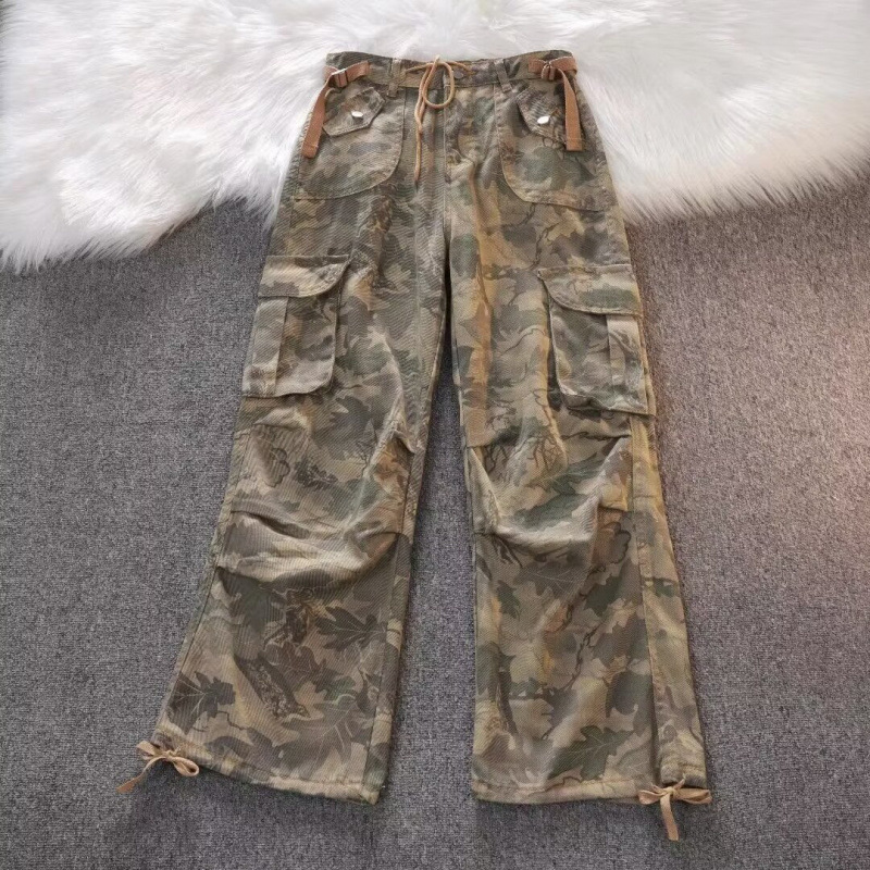 American Retro Large Pocket Camouflage Jeans Unisex Niche High Street Hip Hop Straight Wide-Leg Cargo Pants American Retro Large Pocket Camouflage Jeans Unisex Niche High Street Hip Hop Straight Wide-Leg Cargo Pants
