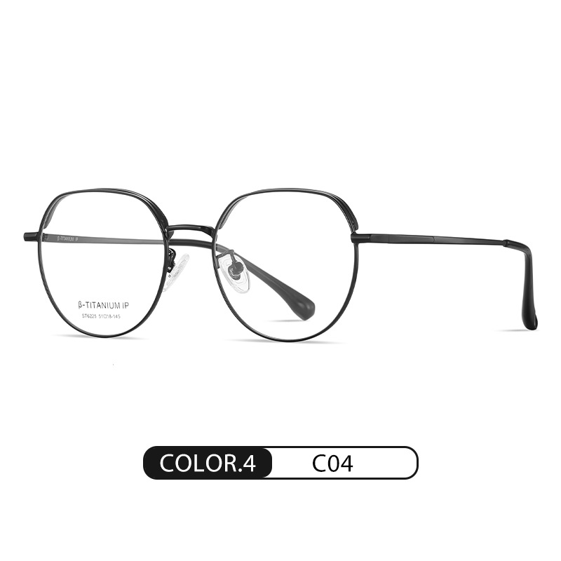 Nuevas gafas de titanio puro arte retro polígono plano espejo ST6225 marco de espejo de marco grande espejo de miopía sin maquillaje femenino