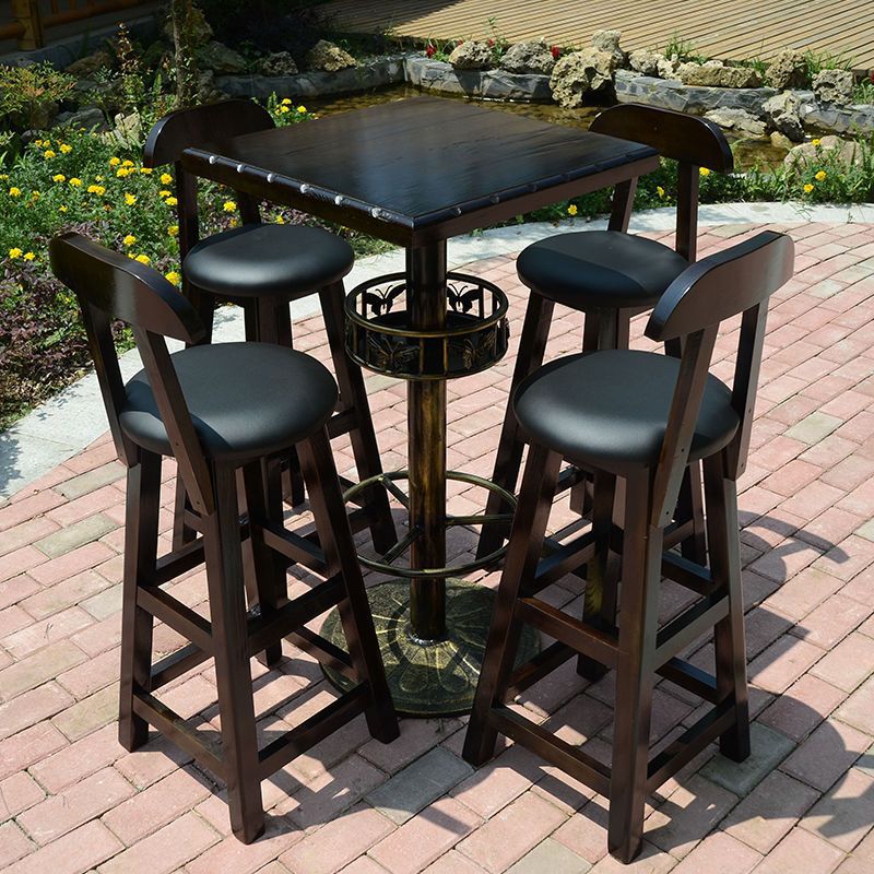 实木酒吧桌椅套件家用吧台桌吧台椅高桌子高脚凳一桌四椅欧式