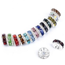 车轮隔片diy饰品配件 6-8mm 串珠间隔珠圆形镶钻隔片项链手链配件