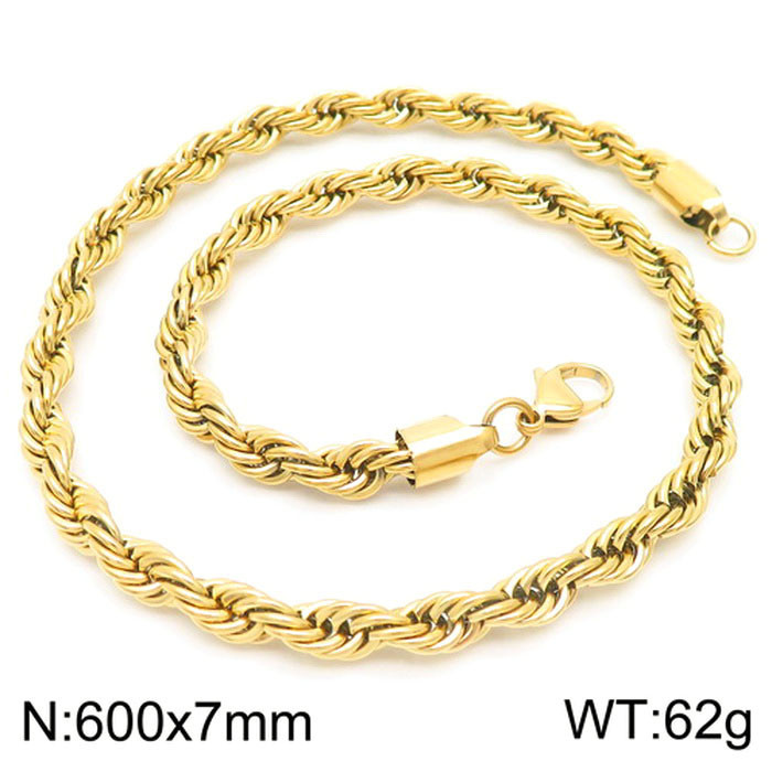thumbnail for Card wheel jewelry, European and American style fashion twisted rope chain, hiphop hip hop electroplating men's and women's titanium steel twist chain