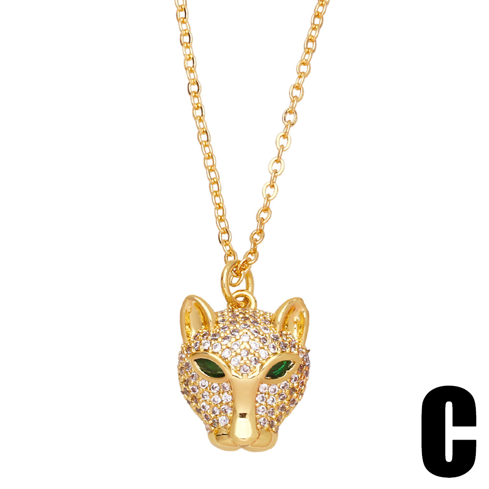 new hip-hop copper inlaid zircon leopard head pendant necklace