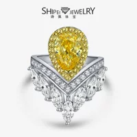Shipe Jewellery 2024 Легкий роскошный дизайн Crown форма кольца 4ct капли воды 7*10 высокоуглеродистых бриллиантов s925 Серебряное женское кольцо