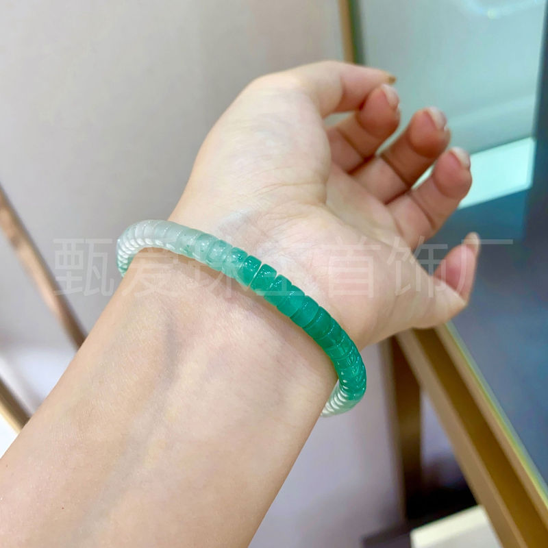 天然非洲翠直切药片6mm珠串阳绿高端手链礼物新宠直播批发货源|undefined