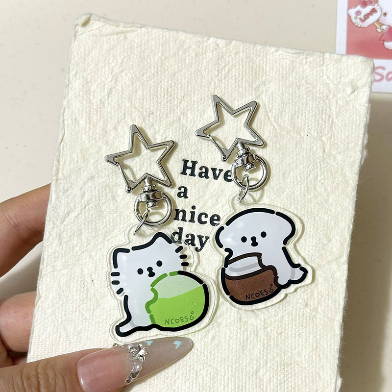 グッドフレンドシリーズココナッツ子犬と子猫親友カップルペンダント漫画ペンダントかわいいキーホルダーギフトスクールバッグ|undefined