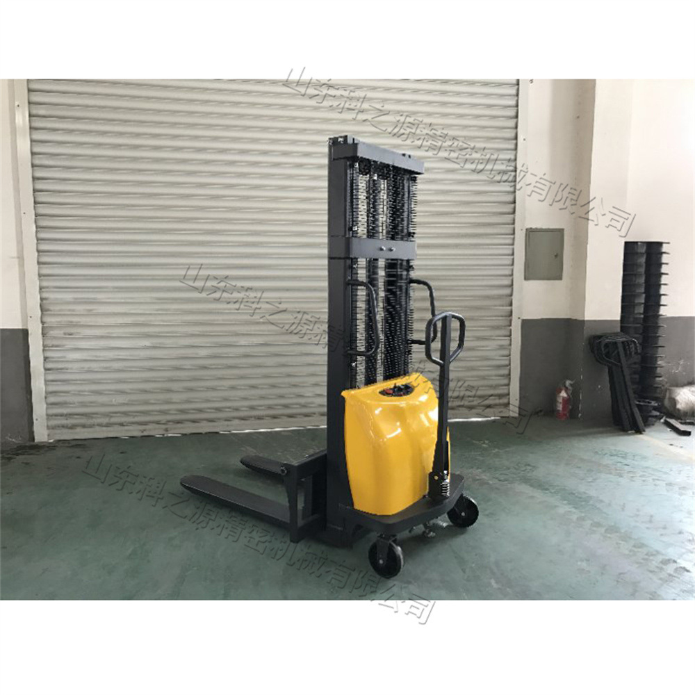 小型电动货物堆高车 手推式电控链条升高车 仓库小型半自动叉车